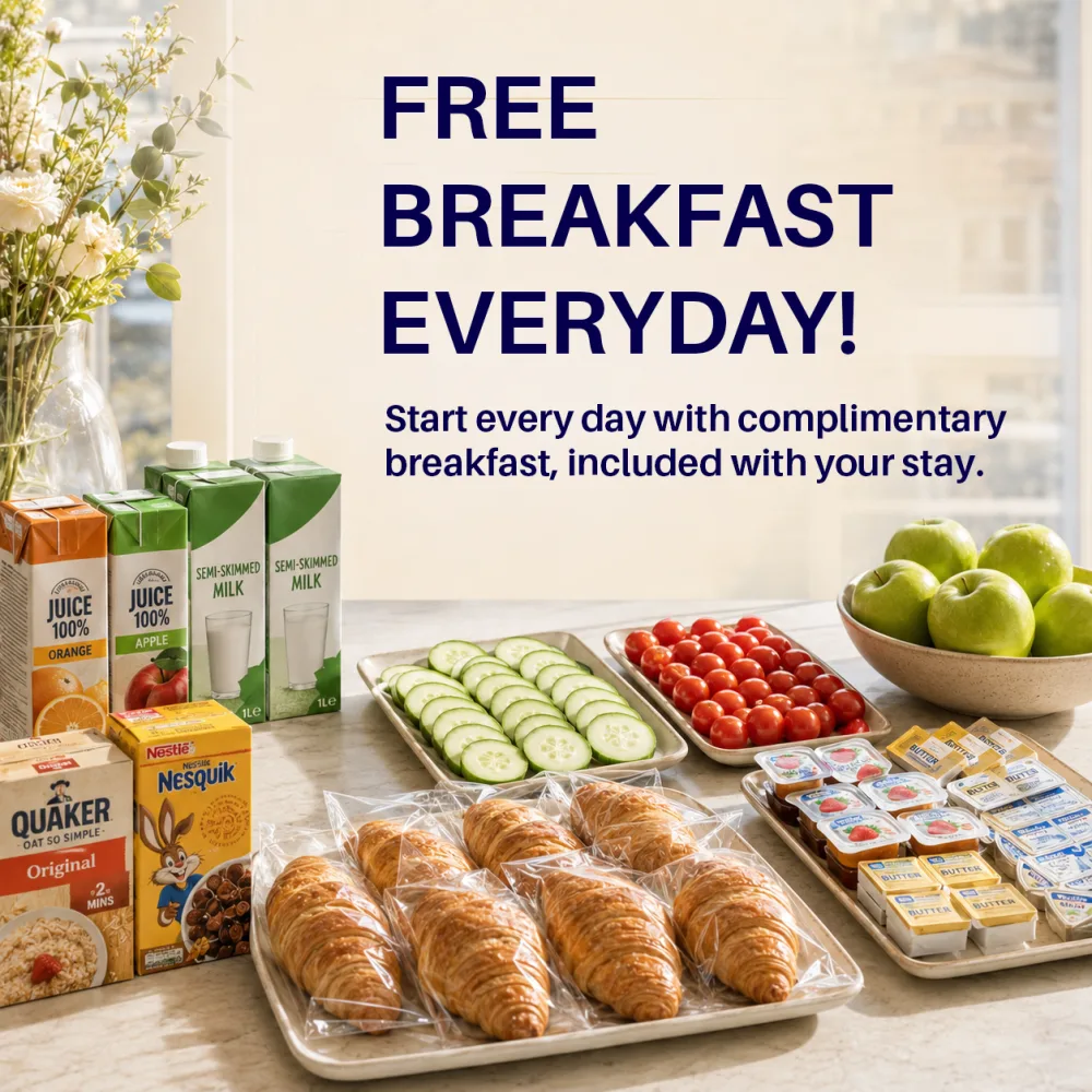 Free breakfast everyday - start every day with complimentary breakfast, included with your stay